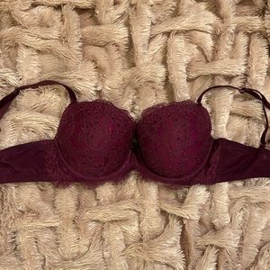 Victoria Secret Dream Angels Lined Purple Lace Rhinestone Velvet Straps 34DD